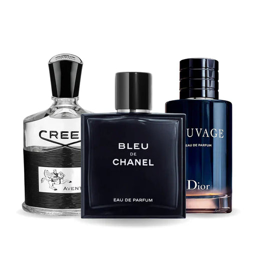 PACK DE 3 PARFUMS : CREED AVENTUS, BLEU DE CHANEL & DIOR SAUVAGE