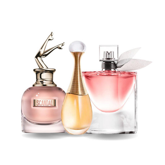 PACK DE 3 PARFUMS : SCANDAL, J’ADORE & LA VIE EST BELLE