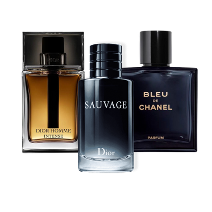 PACK DE 3 PARFUMS : DIOR SAUVAGE, BLEU DE CHANEL & DIOR HOMME INTENSE