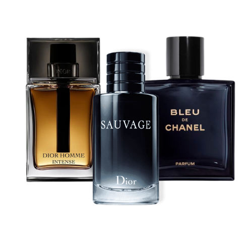 PACK DE 3 PARFUMS : DIOR SAUVAGE, BLEU DE CHANEL & DIOR HOMME INTENSE