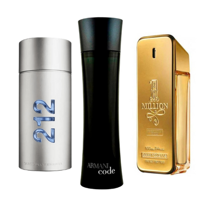 PACK DE 3 PARFUMS: 212 MEN NYC, ONE MILLION & ARMANI CODE HOMME