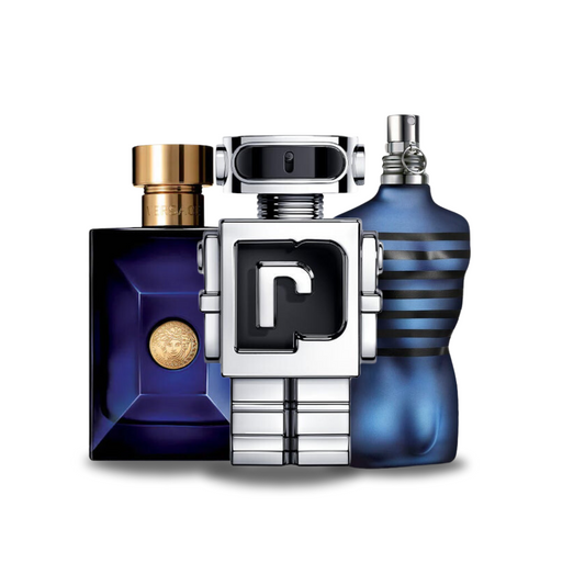 PACK DE 3 PARFUMS : VERSACE DYLAN BLUE, PACO RABANNE PHANTOM & JEAN PAUL GAULTIER ULTRA MALE (EAU DE PARFUM)
