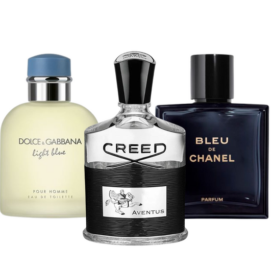 PACK DE 3 PARFUMS : BLEU DE CHANEL, CREED AVENTUS & LIGHT BLUE POUR HOMME